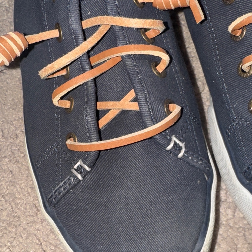 Sperry Dark Blue Sneakers with Brown Laces - Picture 2 of 8